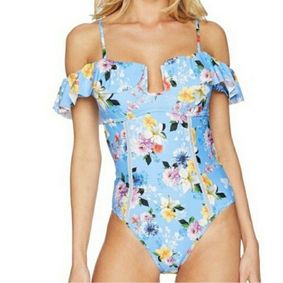 Nanette Lepore Other - Nanette Lepore Monaco Bouquet Seductress One-Piece
Swimsuit Blue New With Tags